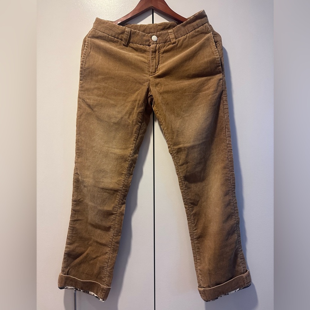Tan Corduroy Pants, 28x29, with Vintage Erotica Print Lining | Makin Jan Ma